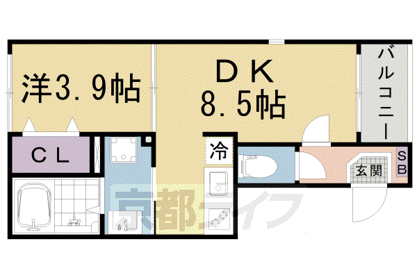 ハーモニーテラス東野南井ノ上町(1LDK/3階)の間取り写真