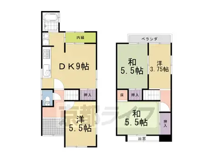 阪急電鉄京都線 洛西口駅 徒歩15分 2階建 築46年(4DK)の間取り写真