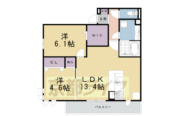 東海道本線 京都駅 徒歩14分 3階建 築2年(2LDK/2階)の間取り写真