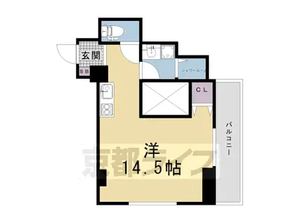 近鉄京都線 東寺駅 徒歩13分 4階建 築52年(ワンルーム/2階)の間取り写真