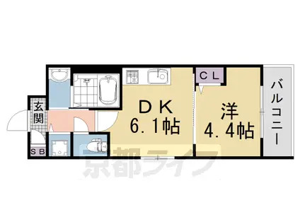 山陰本線 花園駅(京都) 徒歩10分 3階建 築1年(1DK/3階)の間取り写真