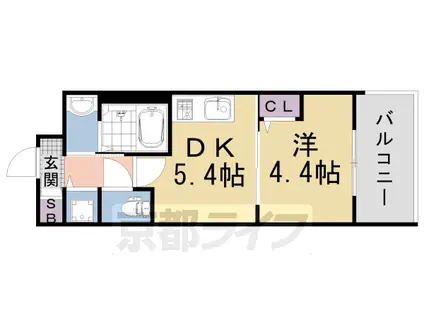山陰本線 花園駅(京都) 徒歩10分 3階建 築1年(1DK/1階)の間取り写真