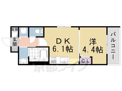 山陰本線 花園駅(京都) 徒歩10分 3階建 築1年(1DK/3階)の間取り写真