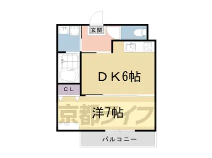 エントランスライフ宝ヶ池(1DK/1階)の間取り写真