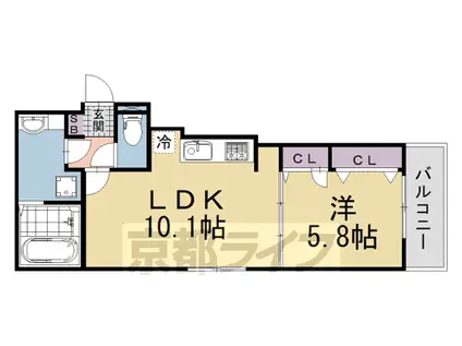 GRAMM六地蔵A棟(1LDK/1階)の間取り写真