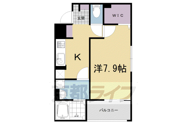 近鉄京都線 寺田駅(京都) 徒歩7分 2階建 築1年(1K/2階)の間取り写真