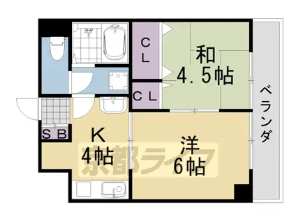 チコーベルメゾン桂(2K/3階)の間取り写真