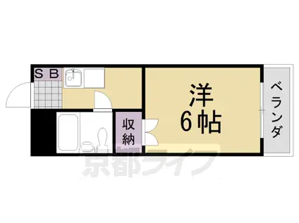 阪急電鉄嵐山線 上桂駅 徒歩7分 5階建 築43年(1K/2階)の間取り写真