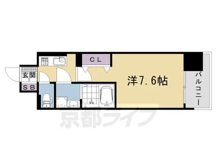 阪急電鉄京都線 西院駅(阪急) 徒歩3分 7階建 新築(1K/2階)の間取り写真