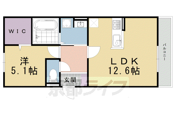 ミルソレアード(1LDK/2階)の間取り写真
