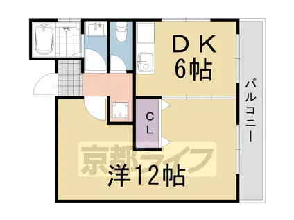 阪急電鉄京都線 桂駅 徒歩12分 3階建 築55年(1DK/1階)の間取り写真