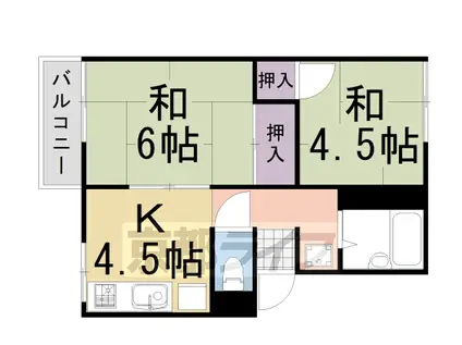 プレジール桂(2DK/1階)の間取り写真