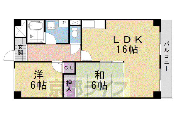阪急電鉄京都線 桂駅 徒歩45分 6階建 築32年(3LDK/3階)の間取り写真