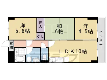 阪急電鉄京都線 桂駅 徒歩45分 6階建 築32年(3LDK/5階)の間取り写真
