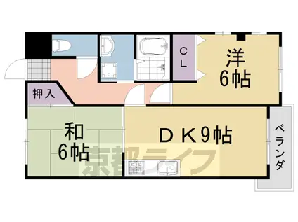 メルベーユ桂(2DK/1階)の間取り写真