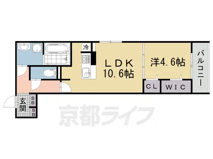 京阪電気鉄道京阪線 丹波橋駅 徒歩3分 3階建 築1年(1LDK/1階)の間取り写真