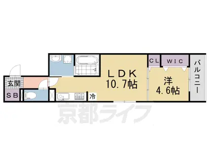 京阪電気鉄道京阪線 丹波橋駅 徒歩3分 3階建 築1年(1LDK/2階)の間取り写真