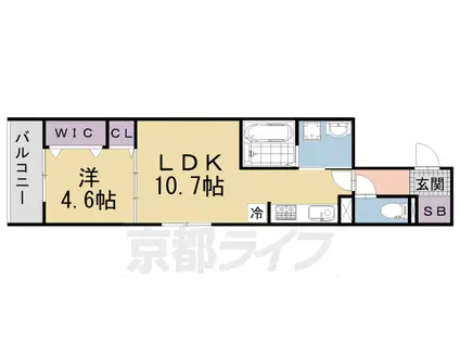 京阪電気鉄道京阪線 丹波橋駅 徒歩3分 3階建 築1年(1LDK/3階)の間取り写真