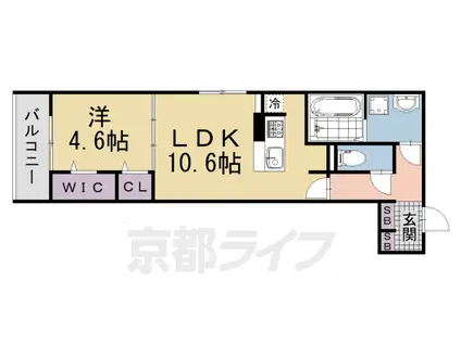 京阪電気鉄道京阪線 丹波橋駅 徒歩3分 3階建 築1年(1LDK/1階)の間取り写真