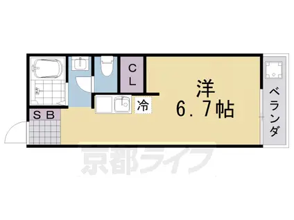 阪急電鉄京都線 桂駅 徒歩10分 2階建 築45年(1K/2階)の間取り写真