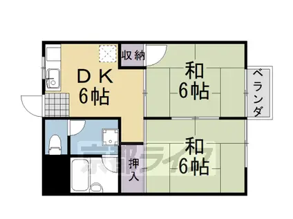 東海道本線 桂川駅(京都) 徒歩15分 2階建 築42年(2DK/1階)の間取り写真