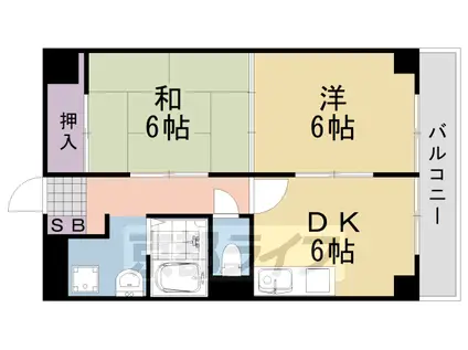ラセーヌ桂(2DK/3階)の間取り写真