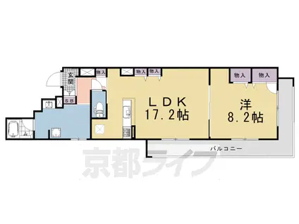 京都市烏丸線 五条駅(京都市営) 徒歩7分 3階建 築1年(1LDK/3階)の間取り写真