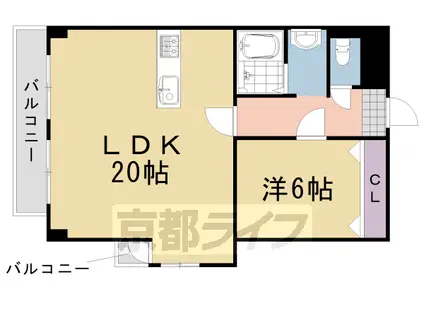 東海道本線 桂川駅(京都) 徒歩15分 6階建 築35年(1LDK/2階)の間取り写真