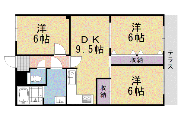 ロイヤルコートワダ(3DK/1階)の間取り写真