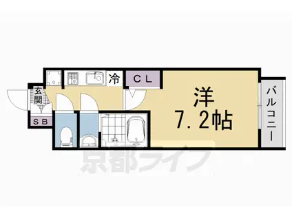 エステムコート京都二条(1K/4階)の間取り写真