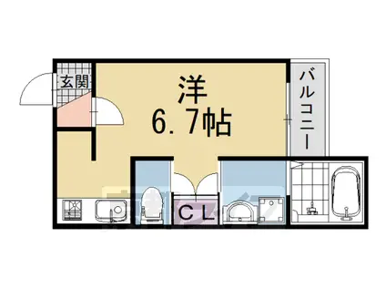 京都市烏丸線 くいな橋駅 徒歩7分 3階建 築1年(ワンルーム/1階)の間取り写真