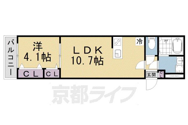 ベルビュー(1LDK/1階)の間取り写真
