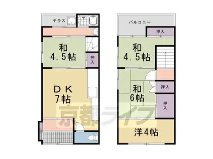阪急電鉄京都線 東向日駅 徒歩6分 2階建 築51年(4DK)の間取り写真