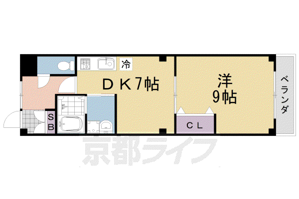 川島ハイツ(1DK/2階)の間取り写真
