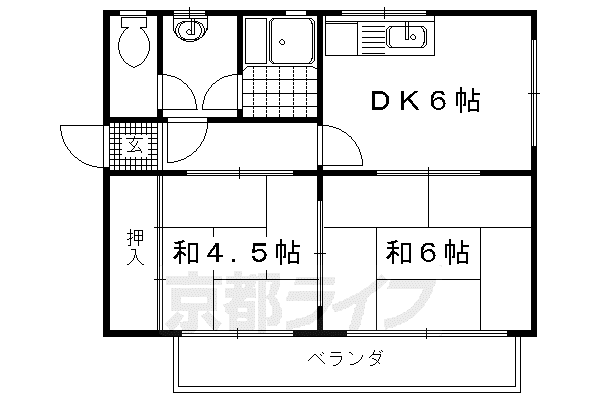 大文字マンション(2DK/3階)の間取り写真