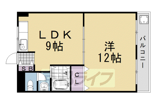 阪急電鉄嵐山線 上桂駅 徒歩13分 4階建 築37年(1LDK/4階)の間取り写真