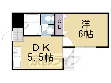 第3シェモア桂(1DK/2階)の間取り写真