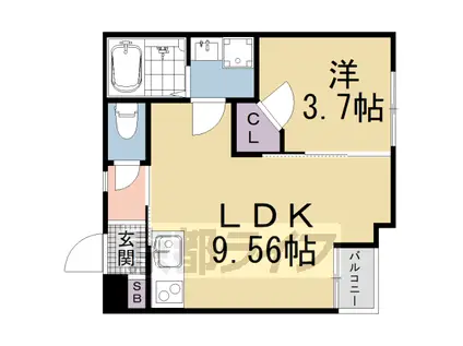 京都市東西線 六地蔵駅(京都市営) 徒歩3分 3階建 新築(1LDK/3階)の間取り写真