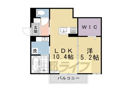 京都市烏丸線 北山駅(京都) 徒歩7分 2階建 築1年(1LDK/2階)の間取り写真