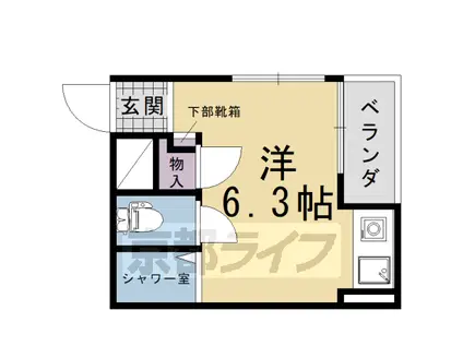 京阪電気鉄道京阪線 伏見桃山駅 徒歩7分 5階建 築42年(ワンルーム/5階)の間取り写真
