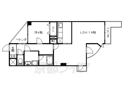 京都市東西線 椥辻駅 徒歩3分 6階建 築37年(2LDK/5階)の間取り写真