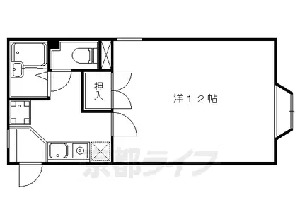 京都市東西線 椥辻駅 徒歩5分 3階建 築32年(1K/1階)の間取り写真