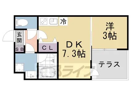 京都市東西線 山科駅 徒歩13分 3階建 築1年(1DK/1階)の間取り写真
