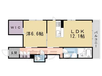 山陰本線 円町駅 徒歩8分 3階建 新築(1LDK/1階)の間取り写真