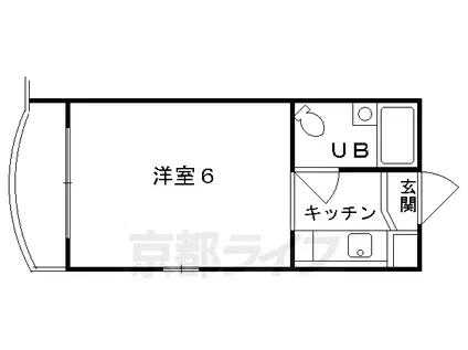 京都市東西線 御陵駅 徒歩10分 3階建 築37年(1K/2階)の間取り写真
