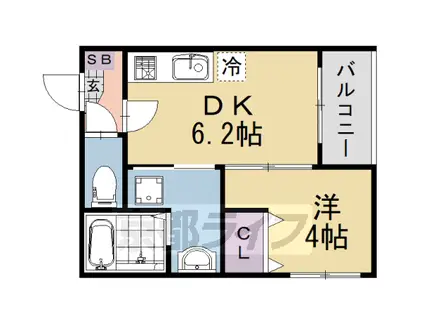 京阪電気鉄道京阪線 淀駅 徒歩7分 3階建 築1年(1DK/3階)の間取り写真