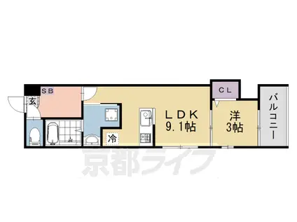 京阪電気鉄道京阪線 淀駅 徒歩7分 3階建 築1年(1LDK/3階)の間取り写真
