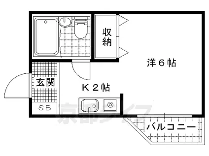 京都市東西線 東野駅(京都) 徒歩5分 5階建 築36年(1K/5階)の間取り写真