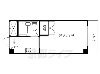 東海道本線 山科駅 徒歩10分 3階建 築31年(1K/3階)の間取り写真
