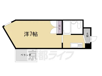 京阪電気鉄道京津線 四宮駅 徒歩5分 4階建 築31年(1K/2階)の間取り写真